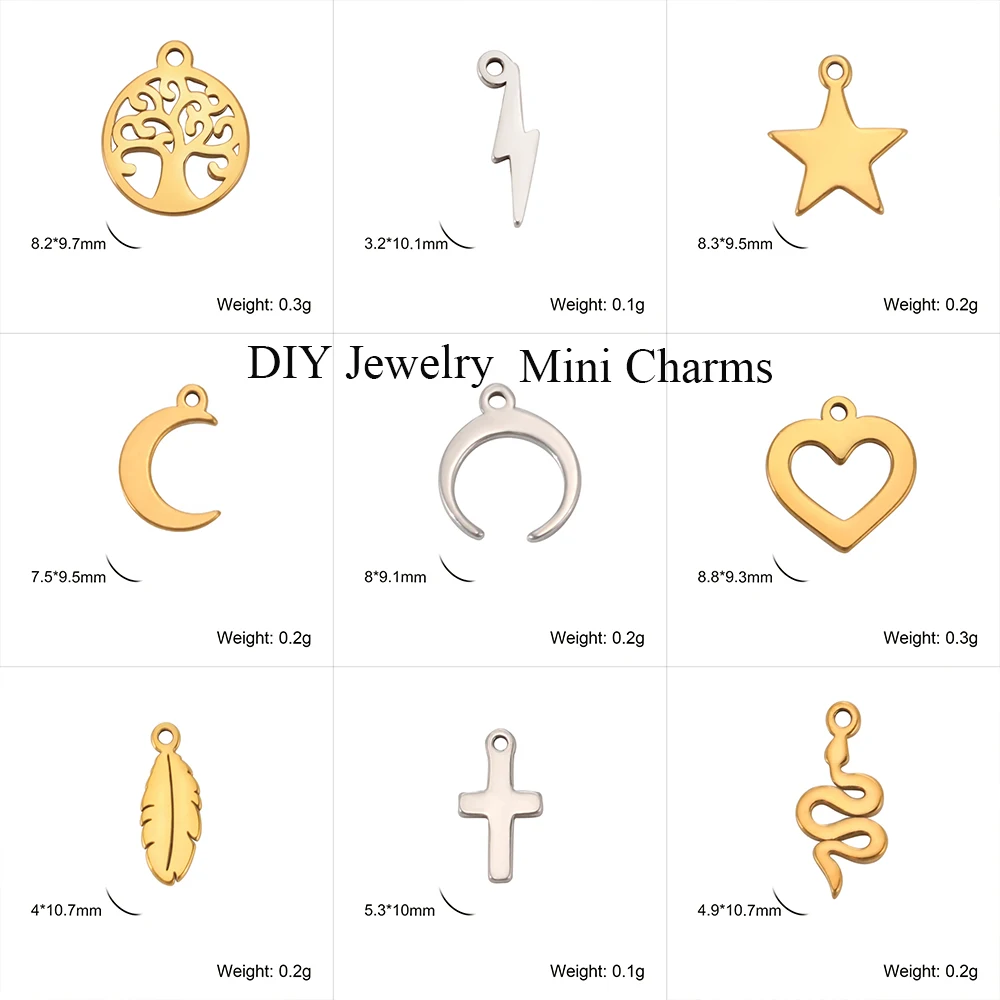 Eueavan 5 Cái/lốc Charms Thép Không Gỉ Đối Với Trang Sức Làm Cây Của Cuộc Sống Rắn Chữ Thập Bướm Mặt Dây Chuyền Mini Quyến Rũ Vòng Đeo Tay Tự Làm Phụ Kiện