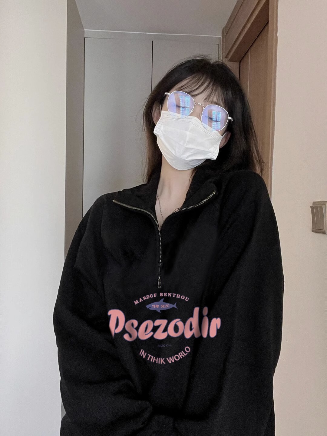 Vintage Large Collar Sweatshirt Women's Polo Collar Loose Thin Autumn Top Trendy Design Outerwear Comfortable Korean Sle Lo...