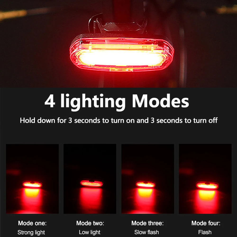 ไฟท้ายจักรยานถนน MTB USB แบบชาร์จไฟได้ LED ไฟท้ายจักรยานติดตั้งง่ายไฟเตือนจักรยานไฟท้ายเพื่อความปลอดภัยในการขับขี่กลางคืน