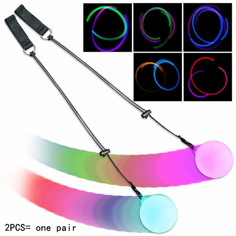 Ruoru 2 sztuki = 1 para piłek LED POI Akcesoria do tańca brzucha RGB piłka do rzucania rekwizyty sceniczne dla dzieci i dorosłych