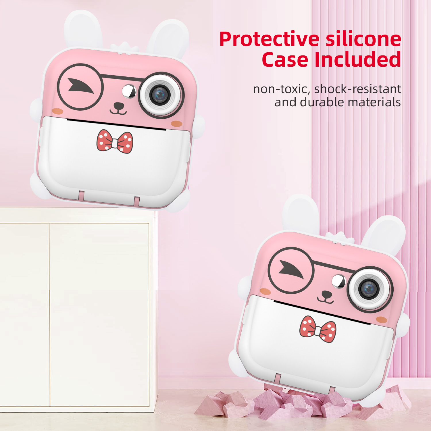 Child Cartoon Camera Instant Print Photo Digital Camera Portable Mini Thermal Print Camera Parent-Child Interaction Toys Camera