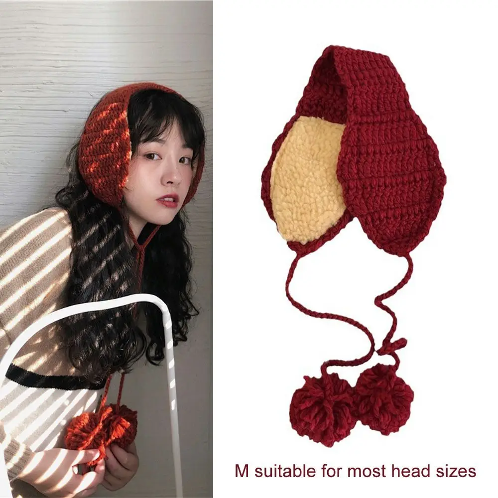 Orejeras de felpa Y2k de estilo coreano hechas a mano, orejeras gruesas suaves y cálidas de punto JK, Color sólido, a prueba de viento, cubierta para las orejas de invierno para niña