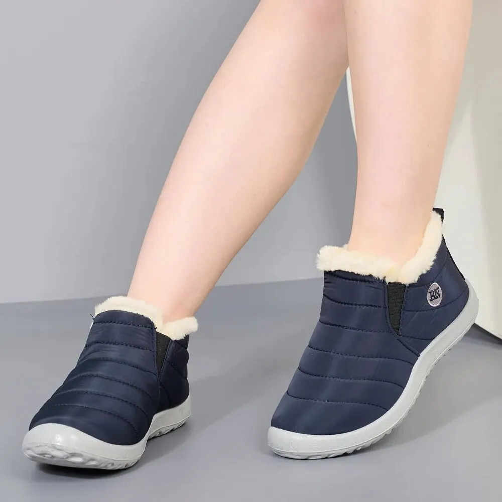 Winter Dames Laarzen Waterdichte Snowboots Causale Enkellaarsjes Plus Size Dames Warm Bont Katoenen Schoenen Pluche