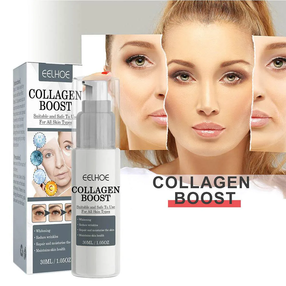 1/2/3 pçs 30ml colágeno boost firmando essência creme desvanece-se linhas finas rosto iluminando soro creme cuidados com a pele para mulher