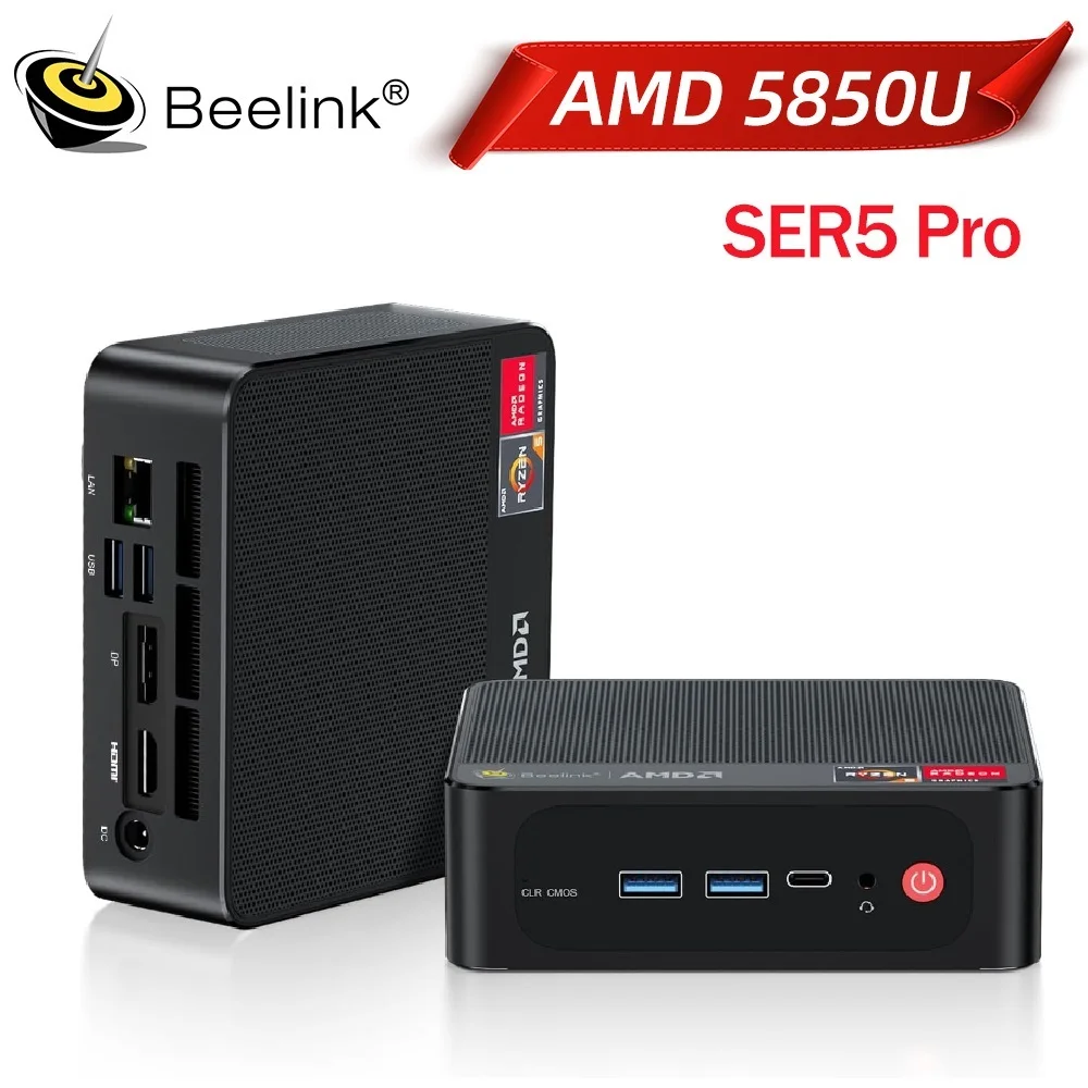 Beelink AMD Ryzen 7 5850U SER5 Pro Mini PC DDR4 16 GB RAM 500 GB 32G 500G 1T SSD WiFi6 4K Desktop-Computer Leise für Büro 5800H