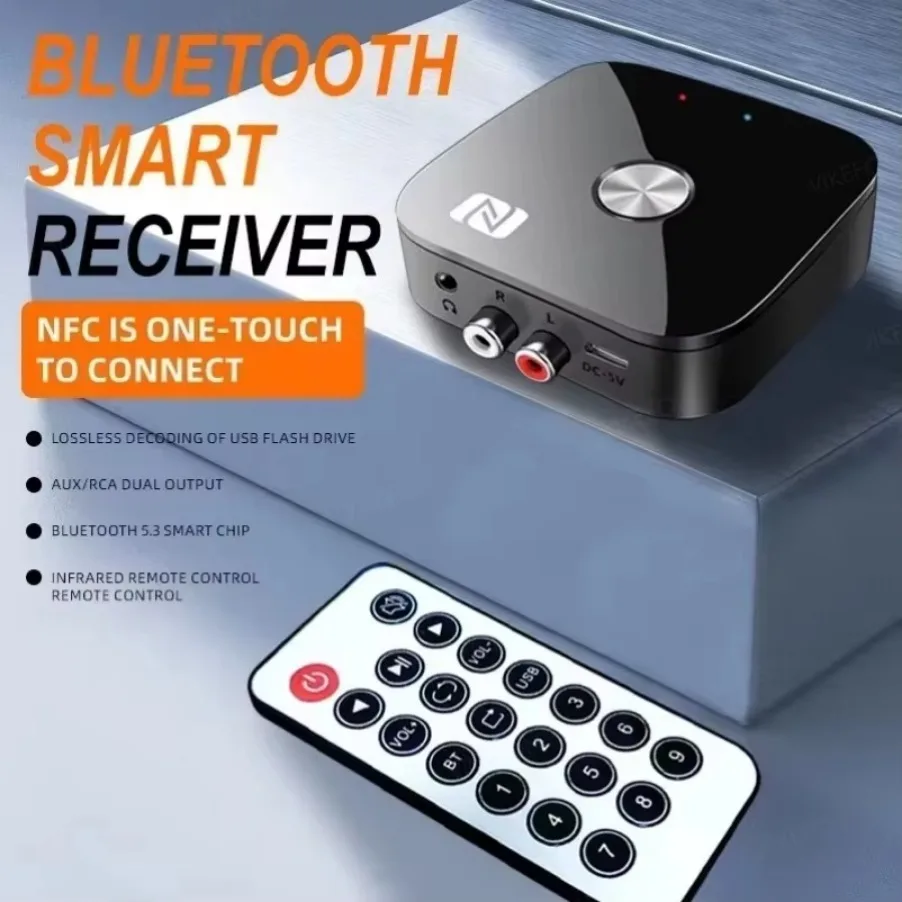 VIKEFON Bluetooth RCA Receiver 5.1 AptX HD 3.5mm Jack Aux Wireless Adapter Music for TV Car 2RCA Bluetooth Audio Receiver AptX