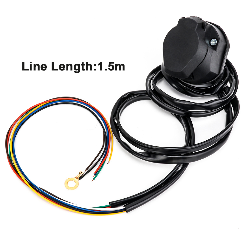 สายเคเบิลซ็อกเก็ตพ่วง7ขาสาย1.5เมตรสำหรับตัวเชื่อมต่อสายไฟรถพ่วงรถยนต์ใหม่