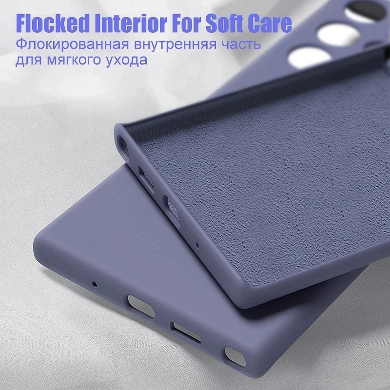 Neue verbesserte flüssige Silikon-Handyhüllen für Samsung Galaxy S24 S23 S22 S21 S20 Ultra Plus A34 A54 5G Hülle weiche stoßfeste Abdeckung
