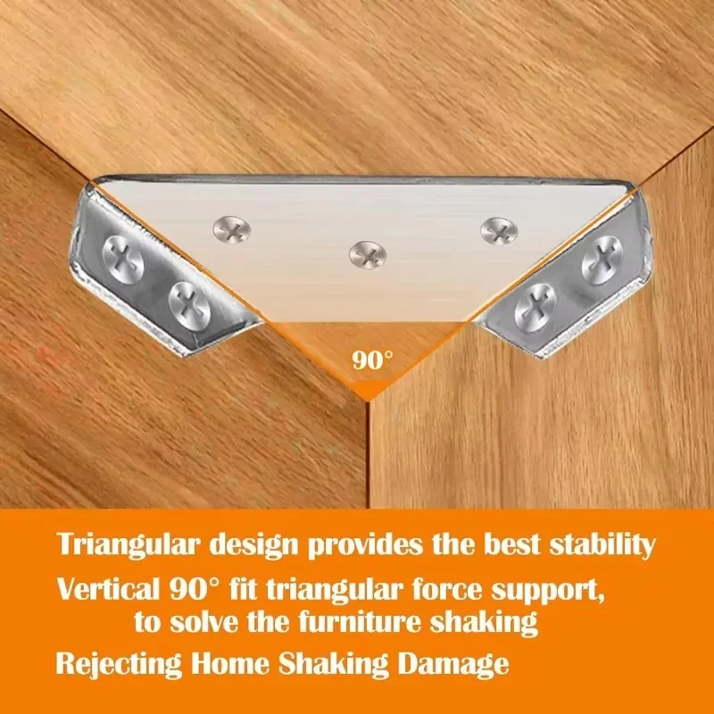 Universal Furniture Corner Connector Stainless Steel Corner Brackets for Cabinet Angle Shelf Support Fixed Brace Kits with Screw