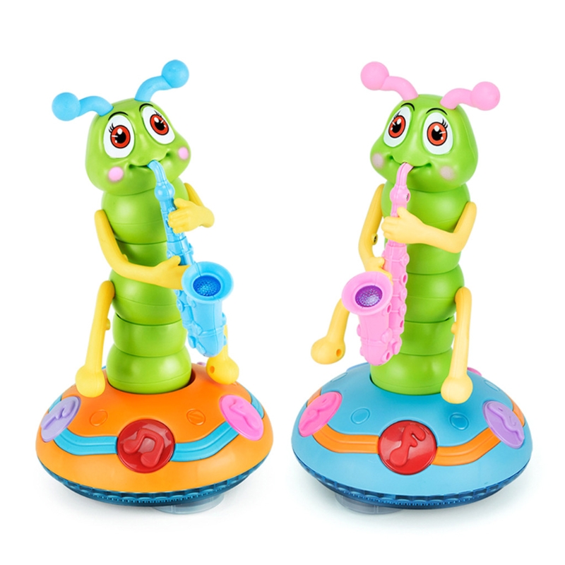 Dança musical saxofone lagarta brinquedo lanternas led divertido brinquedo de música elétrica para crianças presente perfeito para aprender playtime