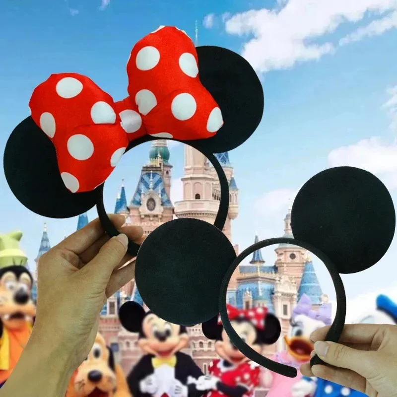 Disney Mickey Minnie Mouse orejas Headhand para niñas adultos lindo dibujos animados fiesta Cosplay accesorios para el cabello lazos diadema juguetes regalos