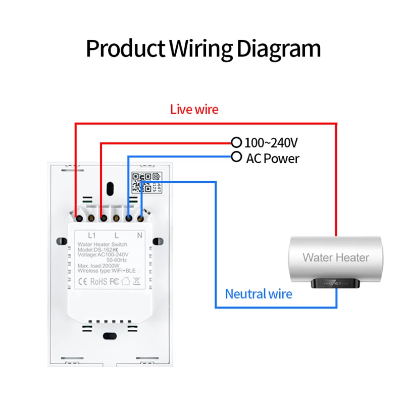 Interruptor de caldera con WiFi, calentador de agua inteligente, automatización del hogar, Control por voz por Alexa, Google Home, Apple, Siri, 20A, estándar US/AU HomeKit