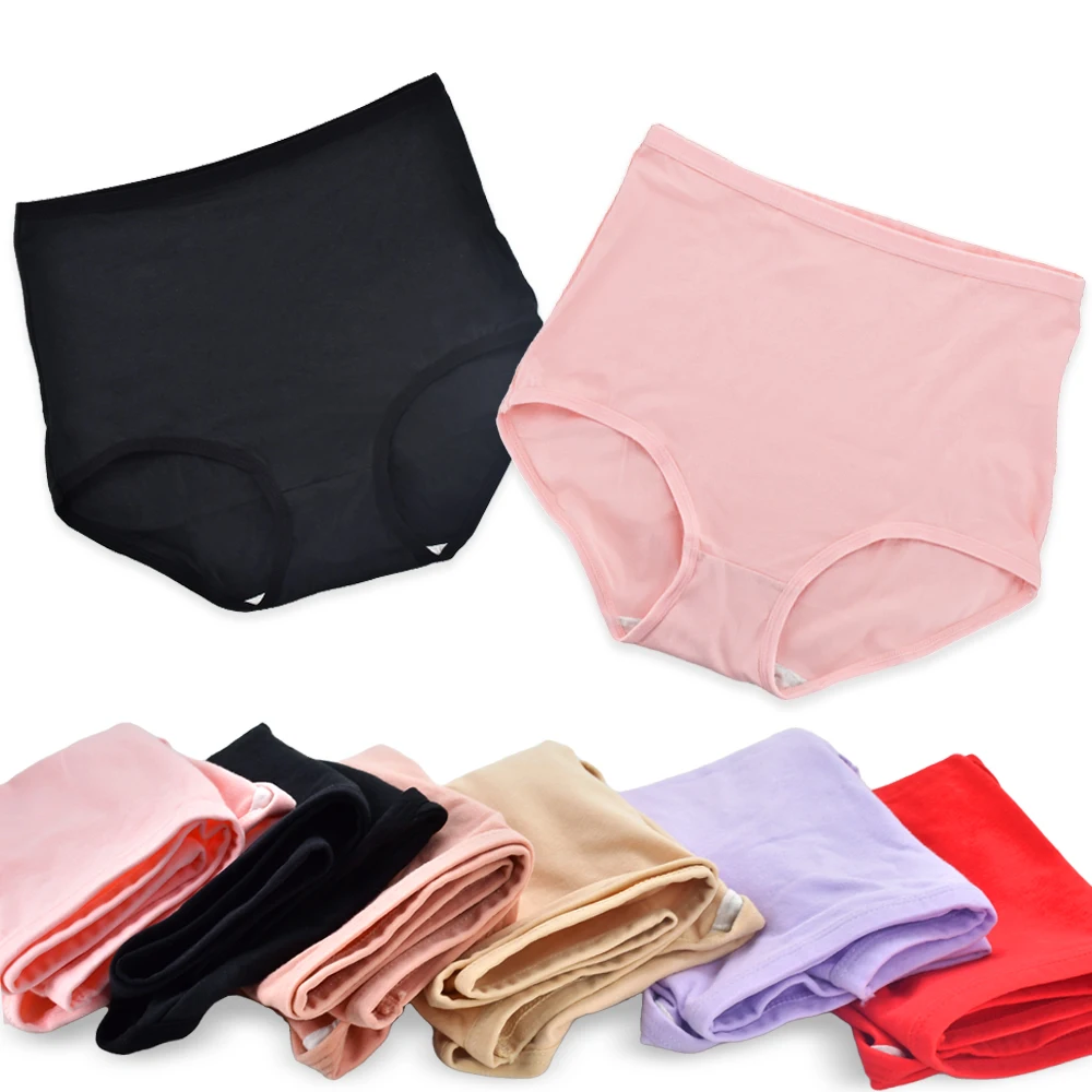 Bragas de algodón de cintura alta para mujer, calzoncillos suaves y transpirables, ropa interior de gran tamaño, lencería de talla grande, bragas sin costuras para mujer