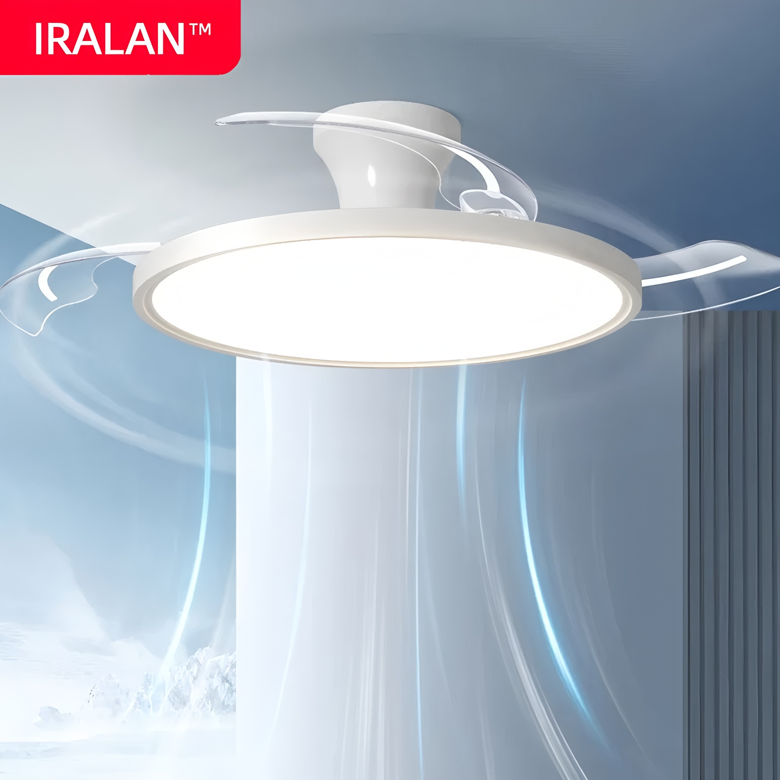 IRALAN 2025 ventilateur de plafond rétractable Intelligent avec télécommande légère 42 pouces ventilateur de plafonnier moderne silencieux et réglable