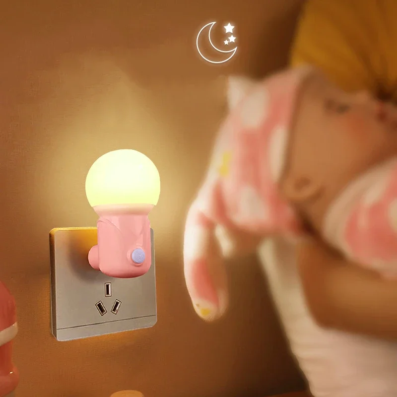 LED-nachtlampje Draagbare plug-in 2-kleuren Babyverpleging Oog Slaaplicht Slaapkamer Gang Socket Lights Energiebesparend nachtlampje
