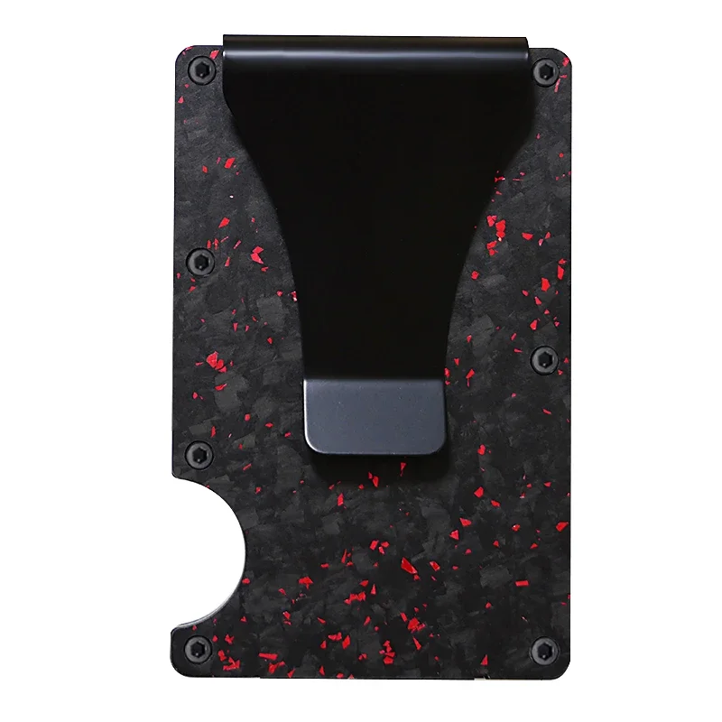 カーボンファイバーメタルミニマリストスリムクレジットカードホルダー財布カルテイラ男性用 Cartera Tarjetero Hombre RFID 銀行カードホルダーケース