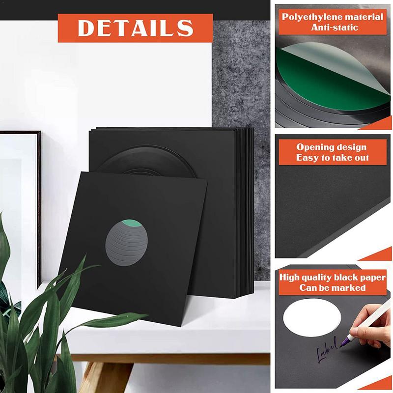 10pcs Record Protective Sleeves Vinyl Record Inner Sleeves Anti Static Album Inner Covers Storage Bags Album Organizer Protector