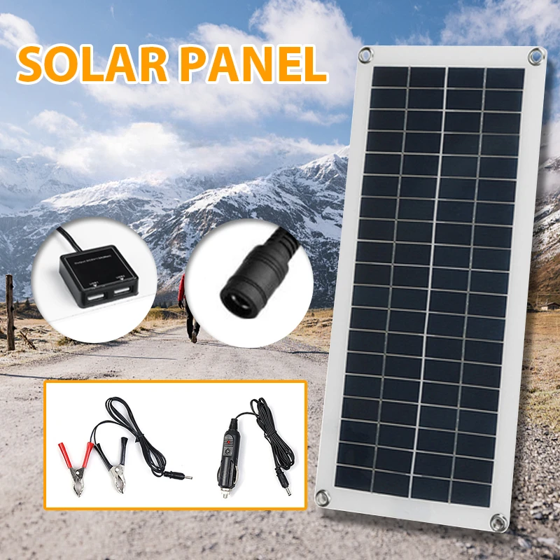 แผงพลังงานแสงอาทิตย์ 12V Solar Cell 60A Controller แผงพลังงานแสงอาทิตย์สําหรับโทรศัพท์ RV รถ MP3 PAD Charger กลางแจ้งแบตเตอรี่