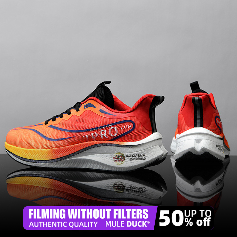 Chaussures de course de sport en plaque de carbone pour hommes et femmes, baskets légères et respirantes, confortables, athlétiques, antidérapantes, à coussin d'air