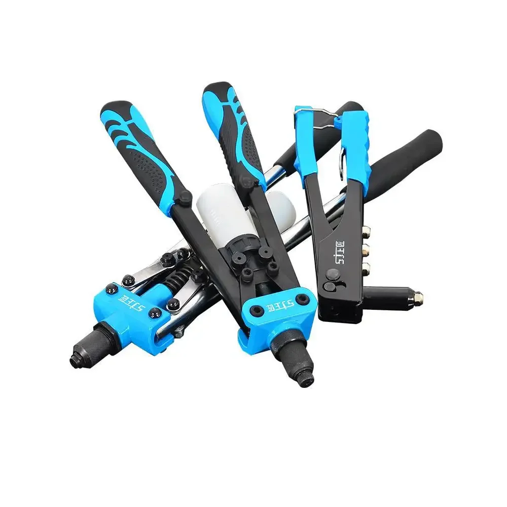 Pistola rebitadora manual resistente com alças duplas para rebitagem e puxamento sem esforço