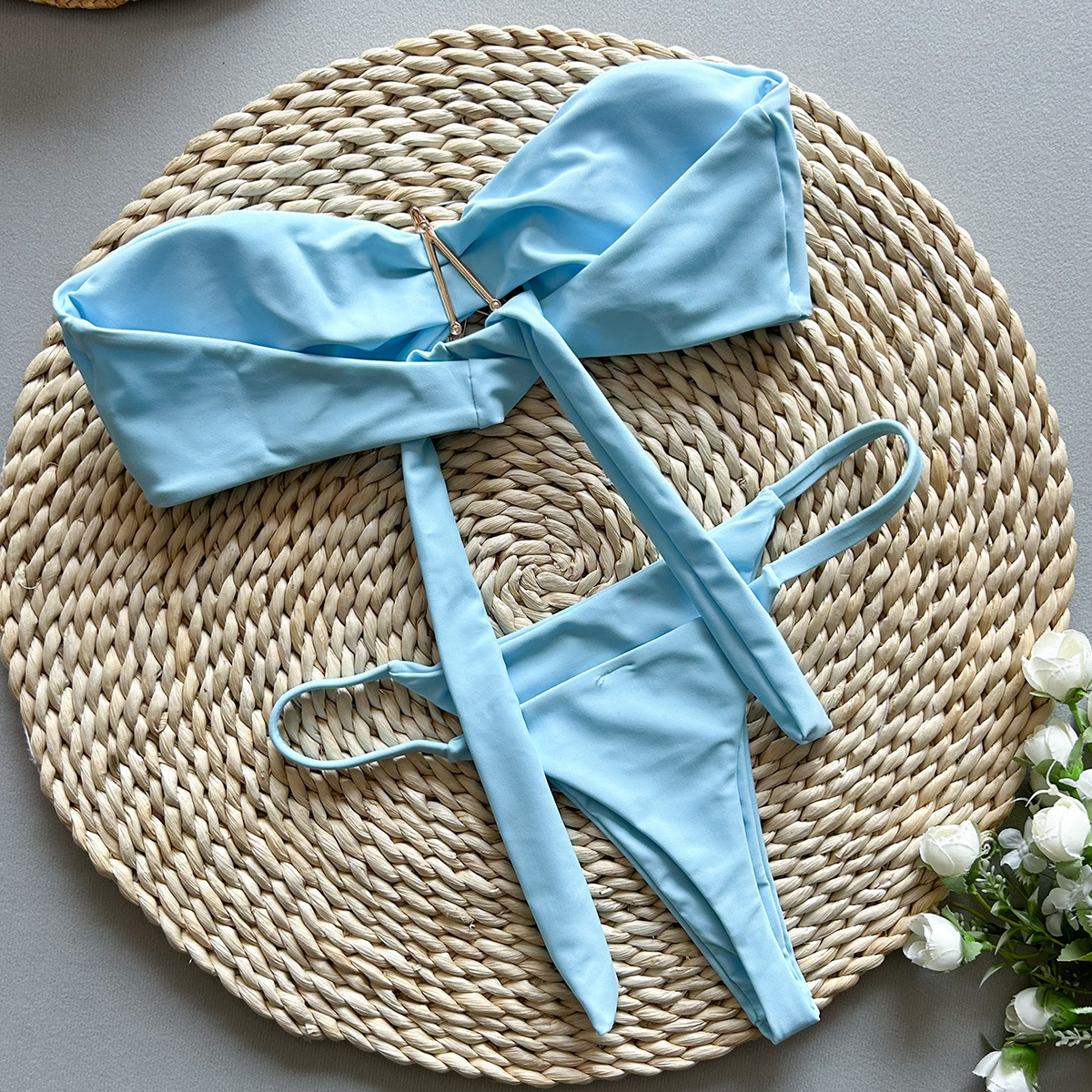 Sexy damesbikini effen kleur strapless splitzwempak