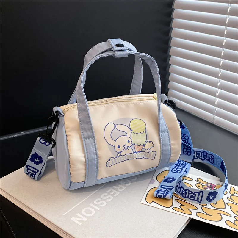 Miniso ponto lona bolsa de ombro para mulheres dos desenhos animados morango urso casual crossbody saco diário deslocamento presente para crianças natal