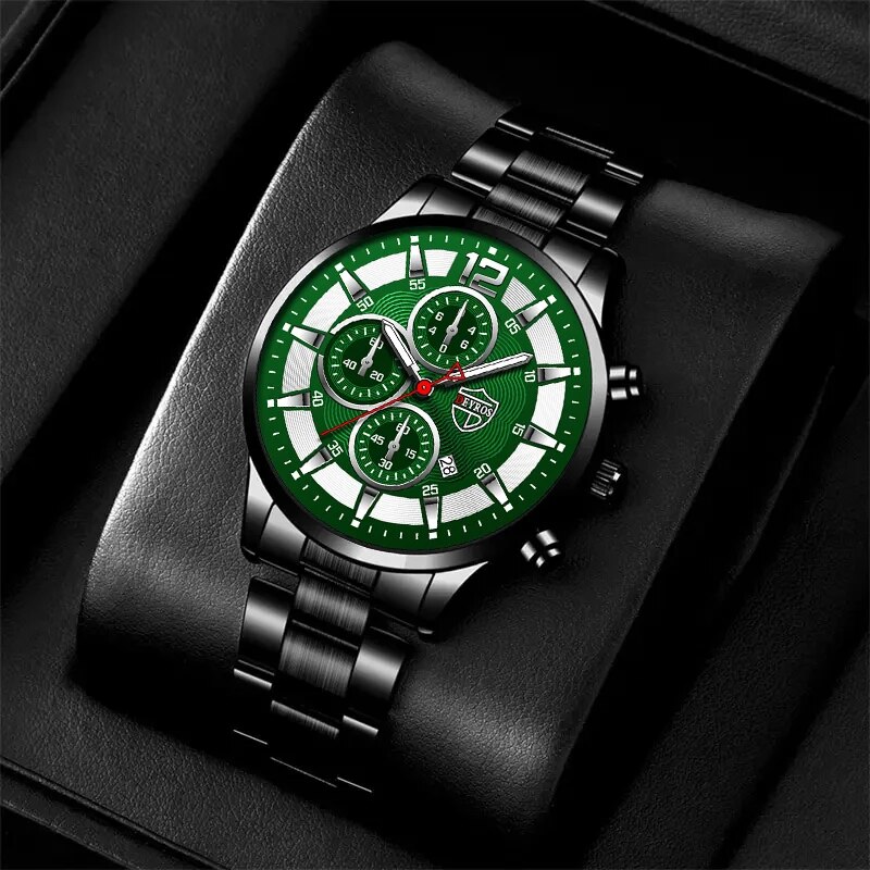 Reloj de pulsera de cuarzo con calendario de lujo de acero inoxidable a la moda para hombre, relojes de negocios para hombre, reloj luminoso
