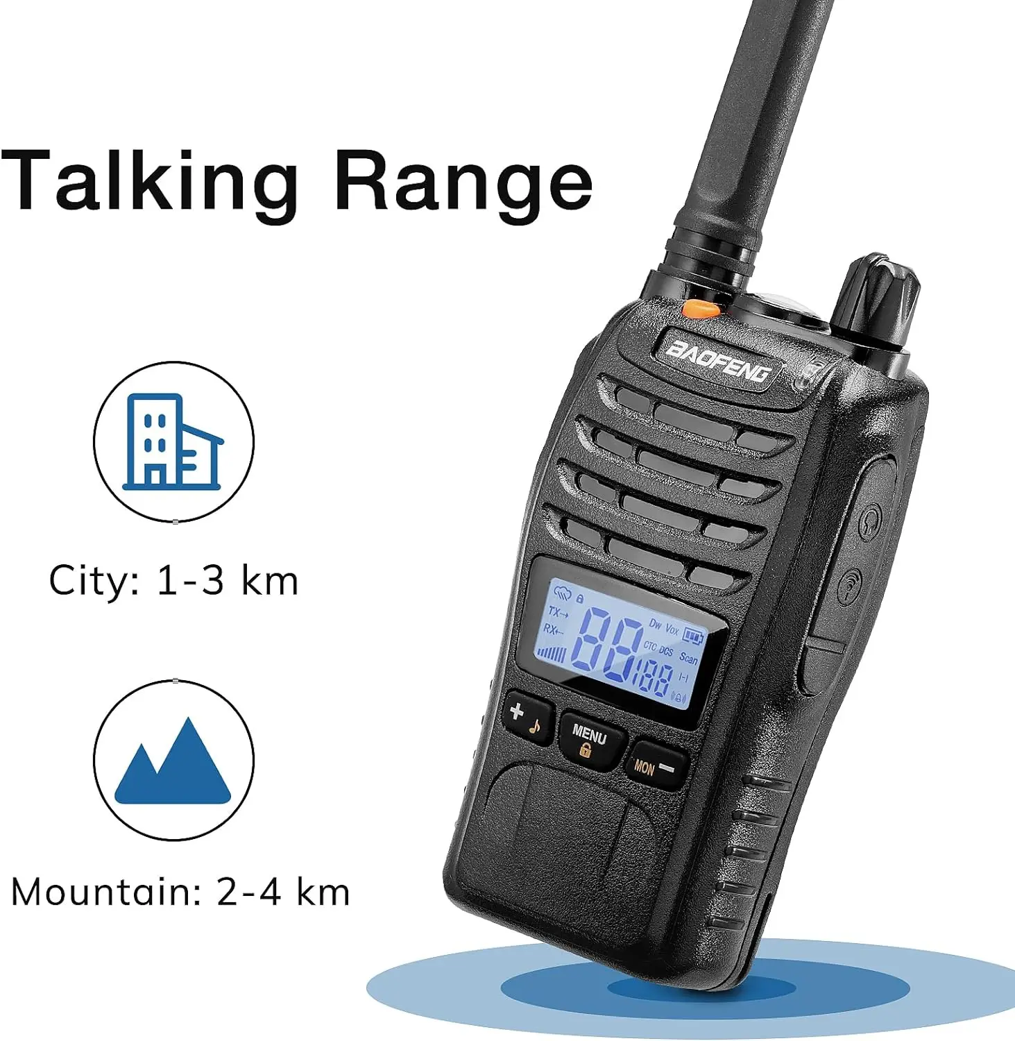 Baofeng BF-88ST pro walkie talkie, verbesserte wiederauf ladbare lizenz freie pmr446 Funkgeräte mit lcd-display, 4er Pack
