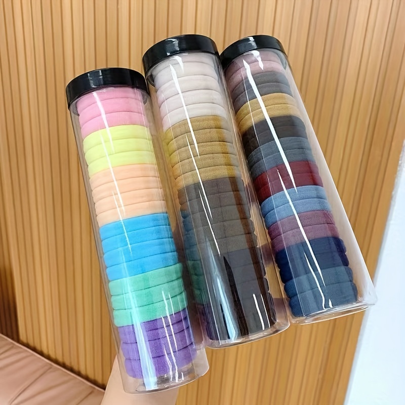 Anel de cabelo elástico alto, 20 peças/lata, estilo francês, gravata, corda de cabelo espessada, básica, simples, corda de cabeça para mulheres, meninas, opção iddal