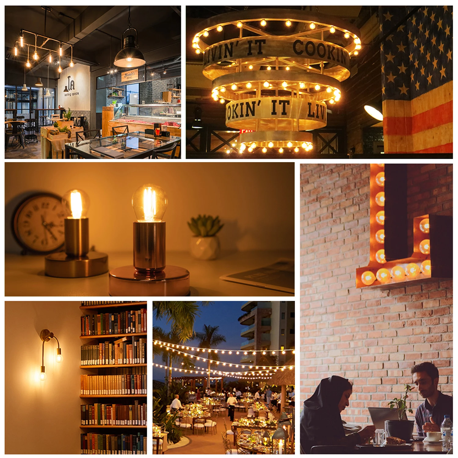 G45 4W Globe Light Bulbs Amber Glass LED Filament E27 Screw Base 220V 2700K 40W Equivalent Retro Decorative Dimmable Edison Bulb