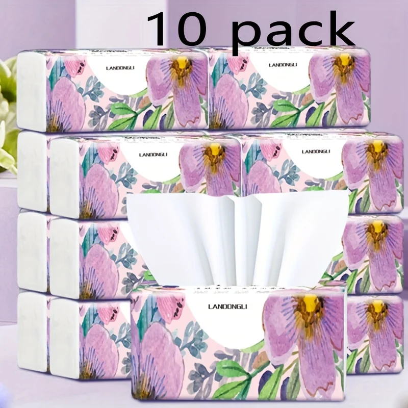 10 paquetes de pañuelos faciales, 270 hojas por paquete, papel higiénico doméstico, papel higiénico, servilletas de papel higiénico