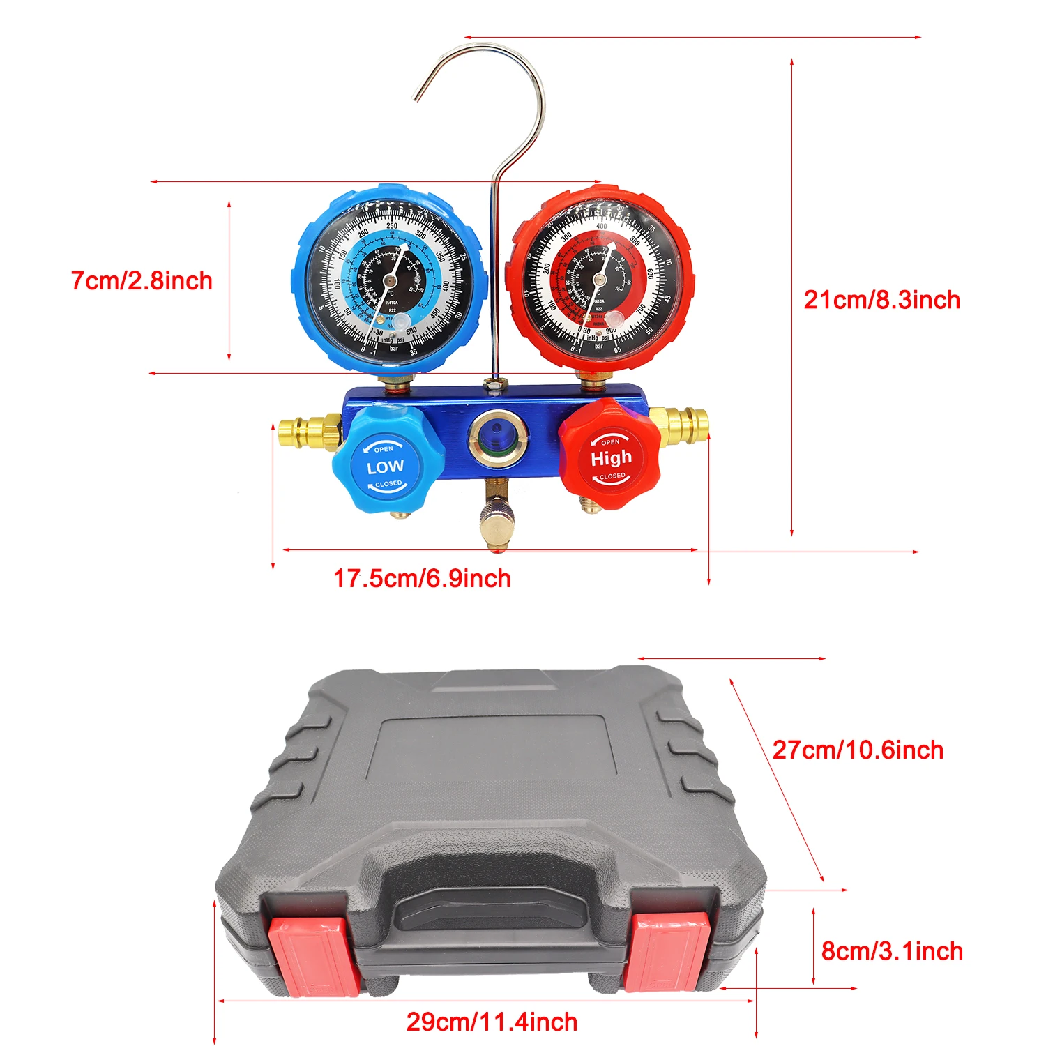 NEUE Auto Klimaanlage Manometer Schlauch Kit R22 R-410A R-134a R-404A Kältemittel Manometer Set Lagerung Box