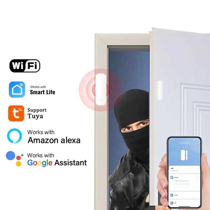 Tuya Smart Life Wi-Fi датчик двери и окна, детектор сигнализации открытия и закрытия двери, дистанционное управление от Alexa Google Home