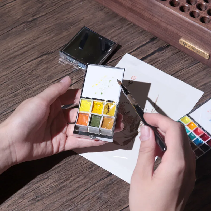 Leere Tragbare Aquarell Farbe Box Metall Aquarell Sub-verpackung Box Pigment Feuchtigkeitsspendende Box Skizze Malerei Kunst Liefert
