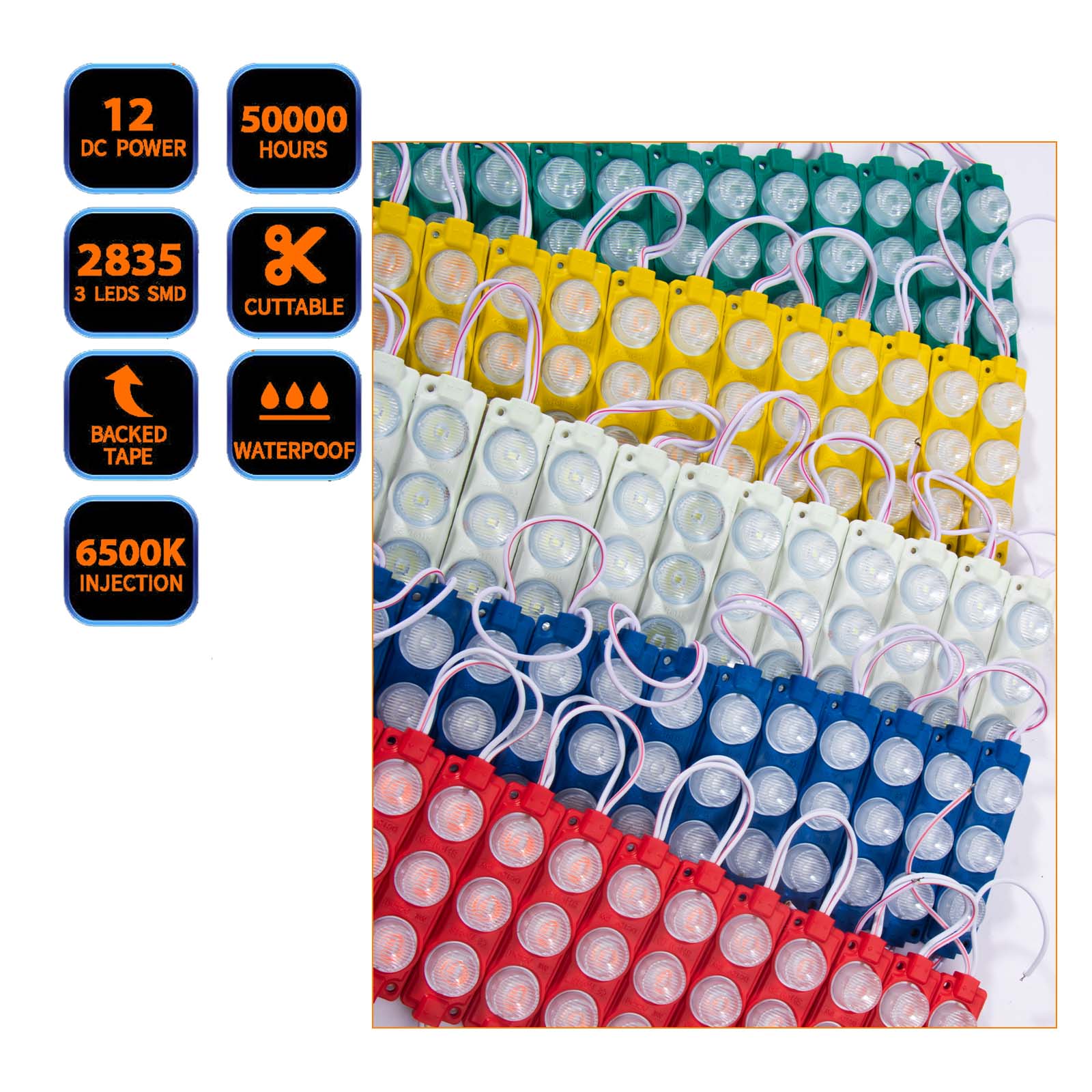 20ชิ้นหลอดไฟโมดูล LED กันน้ำ2835 SMD ไฟตกแต่งสำหรับป้ายโฆษณาพร้อมกาวเทป