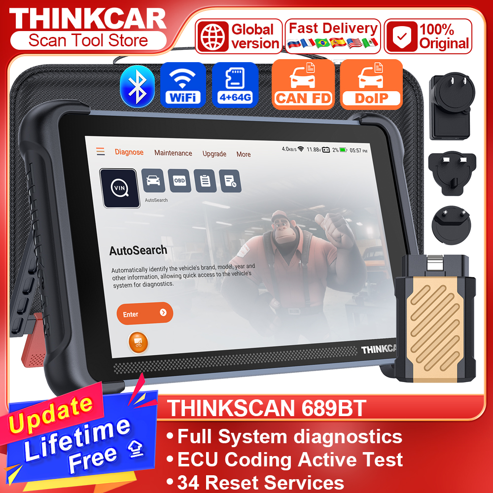 THINKCAR THINKSCAN 689BT CANFD DOIP OBD2 диагностический инструмент 34 сброс автомобильный сканер полная система кодирования ЭБУ двунаправленное сканирование управления