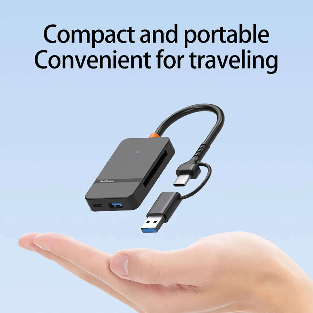 Устройство чтения карт USB C 8-в-1, многофункциональное устройство чтения карт памяти, поддержка чтения карт SD/TF/CF/MS, 5 Гбит/с, запись, чтение U-диска, адаптер флэш-карты