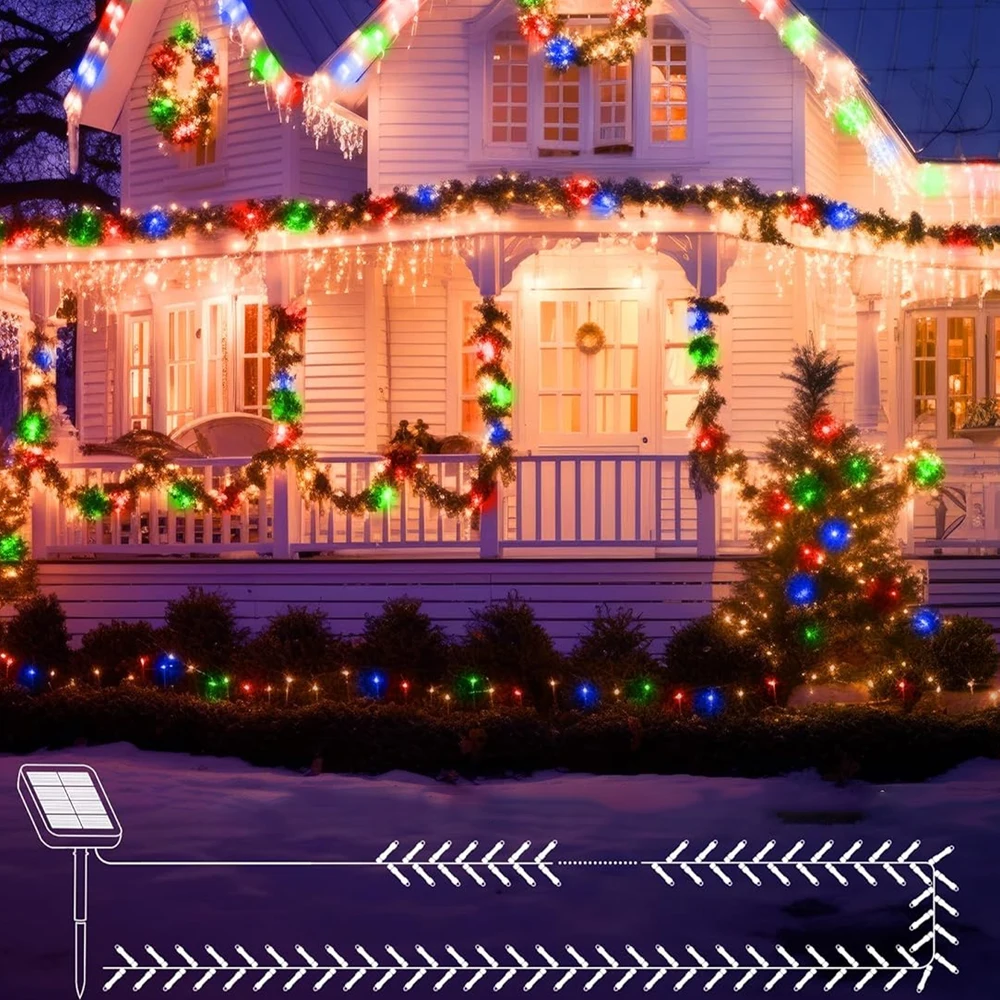 39フィート LED ソーラーライト 100 ライト 屋外防水 フェアリーガーランドライト クリスマスパーティー ハロウィンデコレーション ソーラーライト