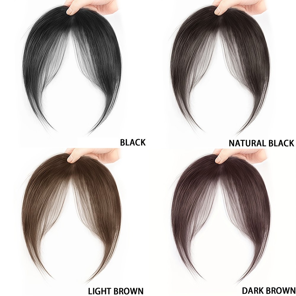 Damen-Kunsthaar-Pony für Ehead-Perücke, natürlicher achteckiger Pony, 20,3 cm, Schwarzbraun, geeignet für den täglichen Gebrauch