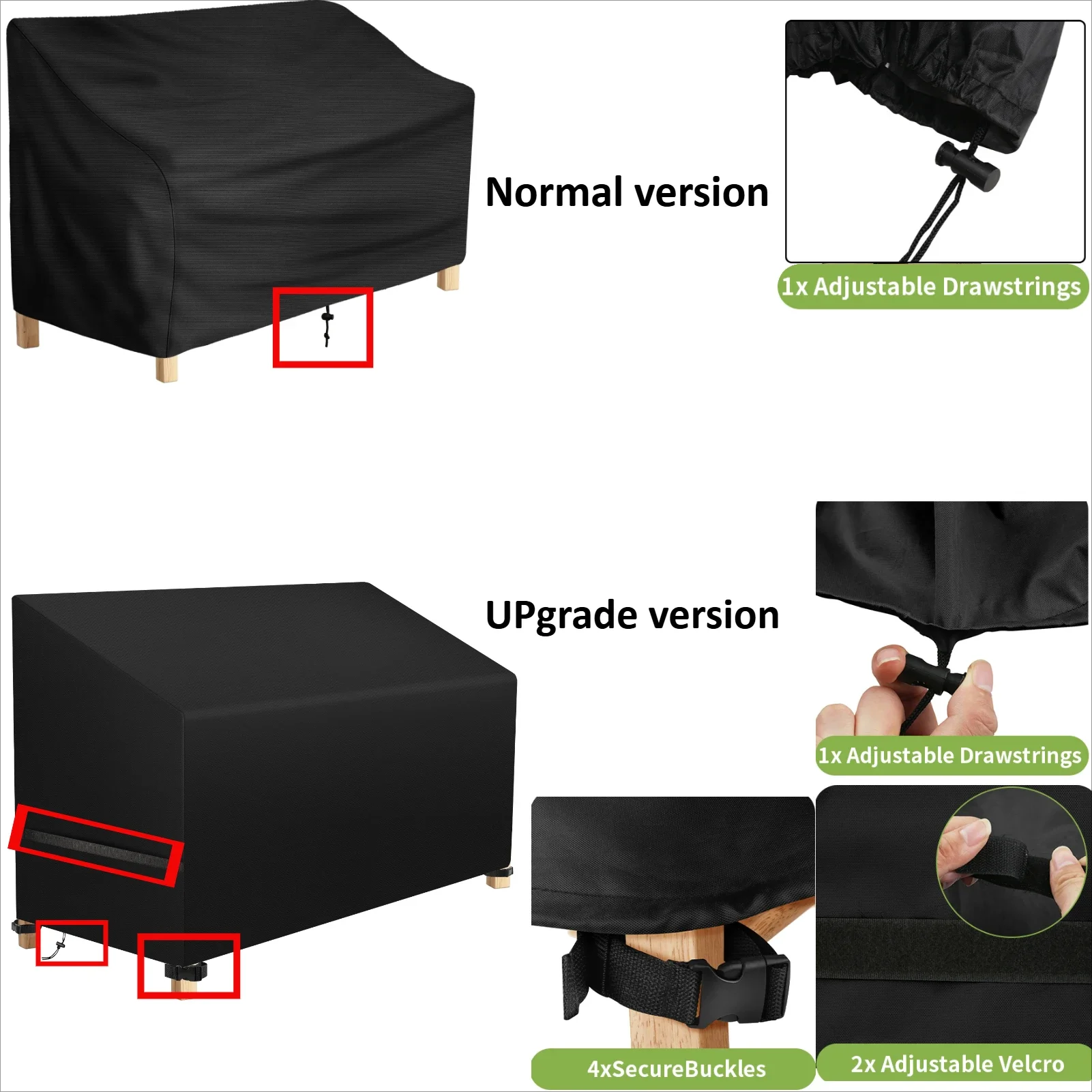 1pc capa de cadeira de pátio à prova dwaterproof água móveis de jardim ao ar livre proteger universal lounge capa de assento profundo fácil-encaixe resistente a uv