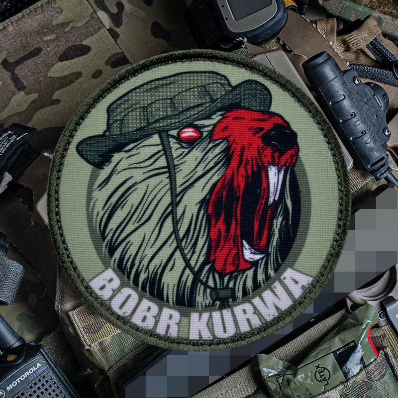“Beaver” Morale Tactical Patch Printed Hook&Loop Patches Military Bobr Kurwa Army Badge Armband Combat Backpack Stickers