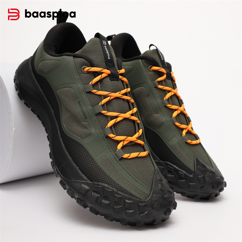 Baasploa Heren Wandelschoenen Casual Lichtgewicht Wandelschoenen Met Veters Heren Outdoor Waterdichte Campingbestendige Antislip Sneakers