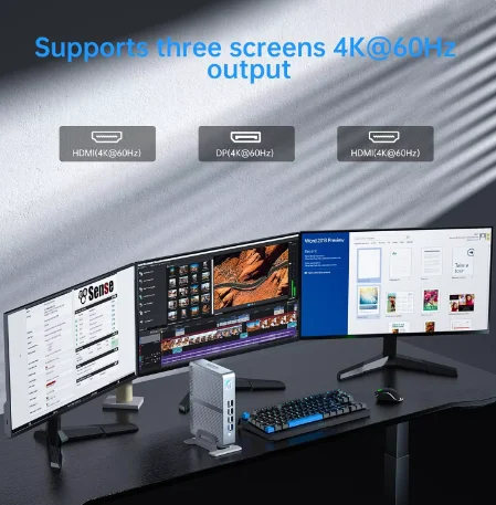 M4 Fanless Mini PC Intel N100 8 USB Win11 3xStorage 3x4K Display Dual LAN Firewall Router Office Computer MINIPC 0 Noise