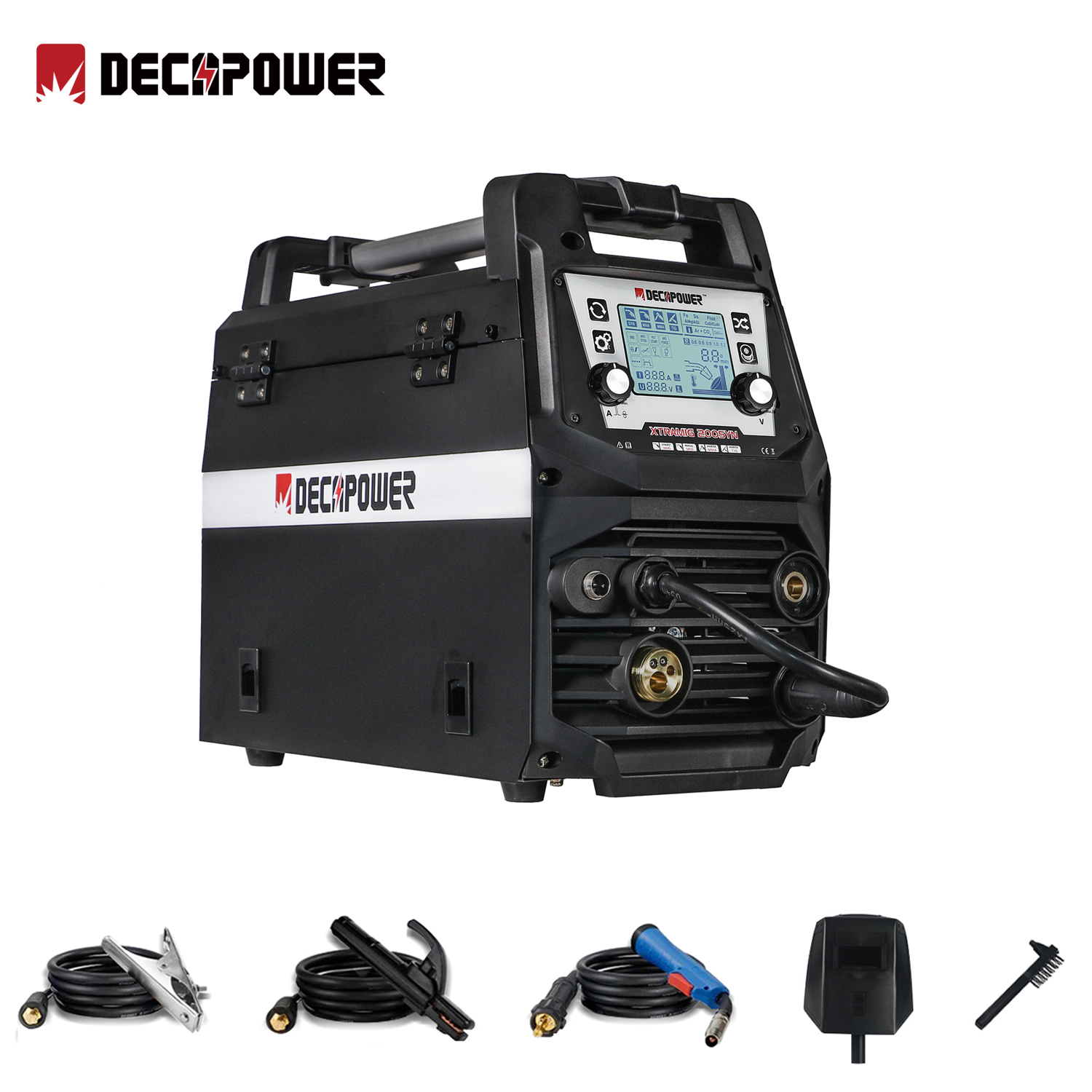 Полуавтоматический сварочный аппарат Decapower XTRAMIG 200A Synergy MAG MMA FLUX TIG MIG, сварочный аппарат без газа 4 в 1, многофункциональный сварочный аппарат