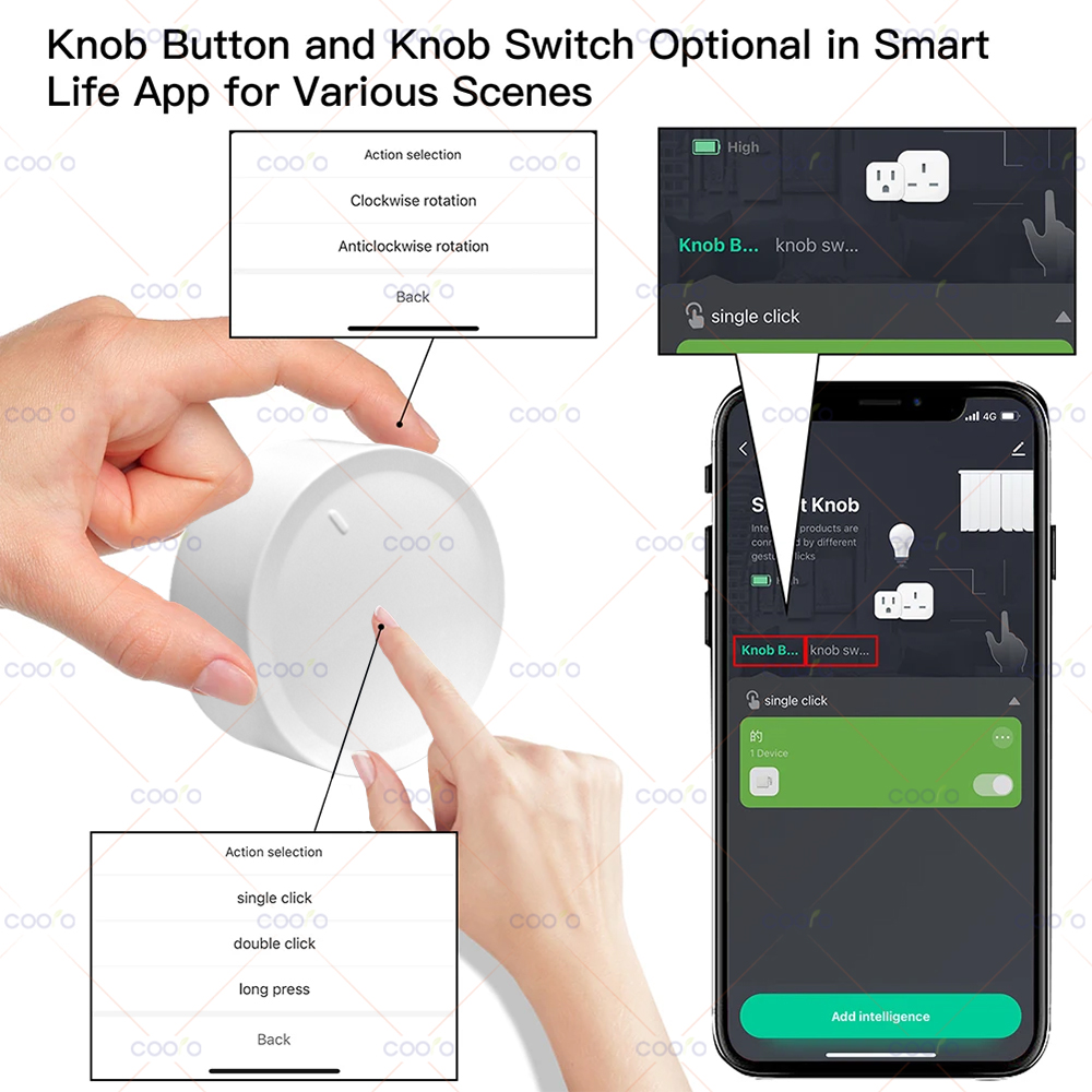Nuevo interruptor de perilla inteligente ZigBee, botón de escena inalámbrico DIY, atenuador giratorio, electrodomésticos, automatización, enlace remoto
