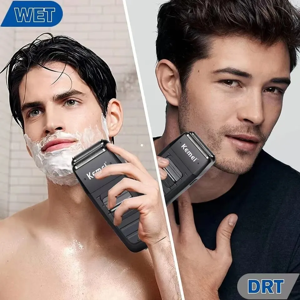 Kemei KM-1102 Rechargeable Cordless Shaver for Men Twin Blade Reciprocating Beard Razor Face Care Multifunction Strong Trimmer