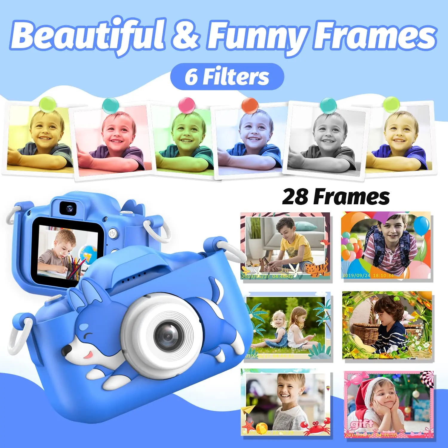 Crianças câmera digital dupla câmera hd 1080p câmera de vídeo brinquedos mini cam display colorido crianças brinquedo para aniversário/presente de natal