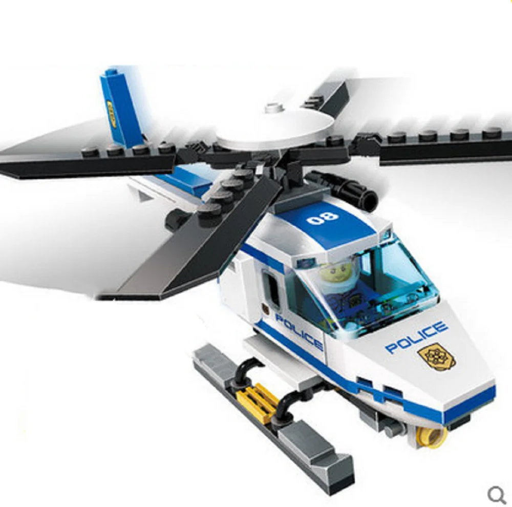 Ensemble de blocs de construction d'hélicoptère de police de ville bricolage pour enfants, assemblage créatif d'avion, ensemble de jeu dos Patrol