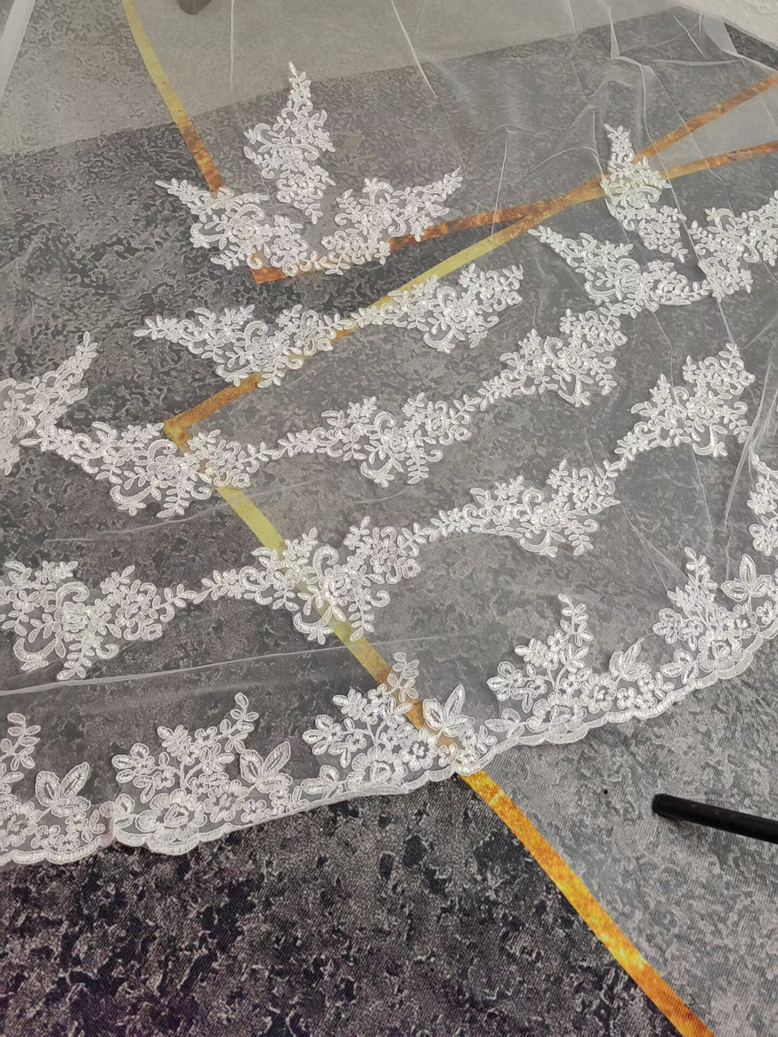 Wedding Veil Cathedral Lace Long Voile Mariage White Ivory Bride Wedding Accessories One-layer 3meters Veu De Noiva L