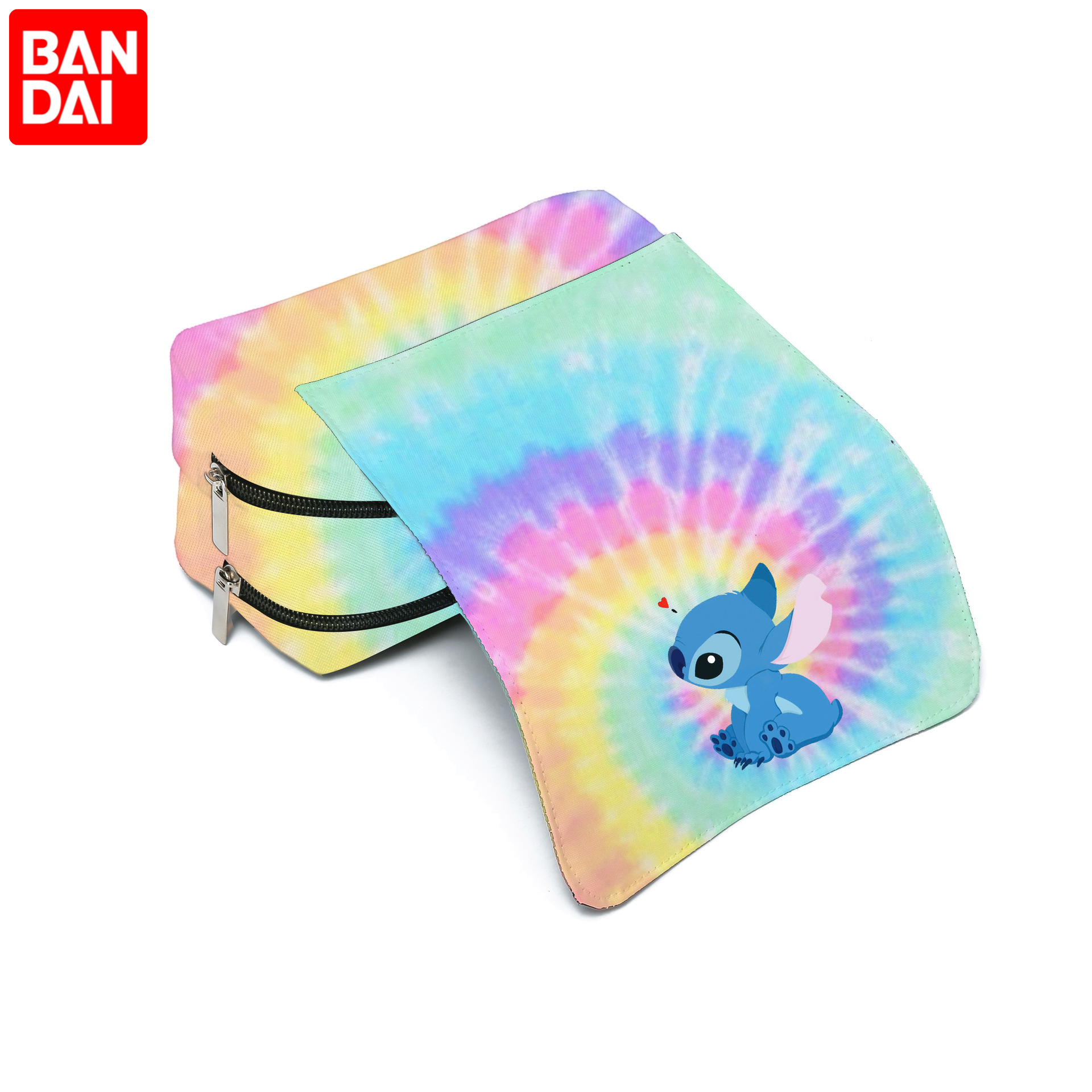 BANDAI Stitch Vollständig bedruckte Stifttasche mit Klappe, Schreibwarenbox, Cartoon-Bleistiftetui mit großer Kapazität, niedliche Anime-Taschen, Schüler-Schultasche